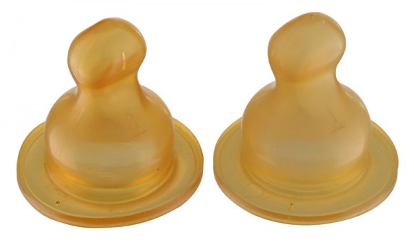 HEVEA Trinksauger für Babyfläschchen - Naturkautschuk / 2er Pack (3+ Mon.)