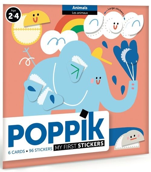 Poppik Stickerkarten - Meine ersten Sticker (6 Karten + 96 Sticker) / Tiere (2-4 J.)