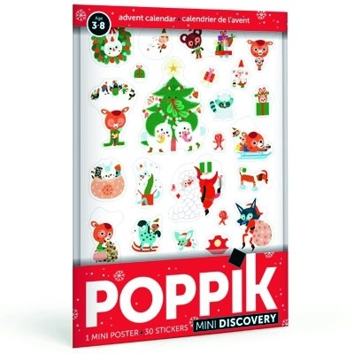Poppik Stickerposter - Mini Discovery (1 Poster A4 + 30 Sticker) / Weihnachts-Adventskalender (3-8 J