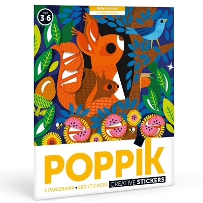Poppik Stickerposter - Panorama (1 Poster + 520 Sticker) / Tierbabys (3-8 J.)