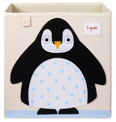 3 Sprouts - Aufbewahrungsbox für Kinderzimmer / faltbar / Pinguin