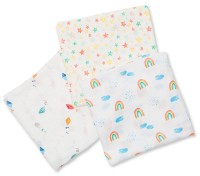 Bamboo Muslin Swaddle Mulltuch 3er Set - High in the Sky
