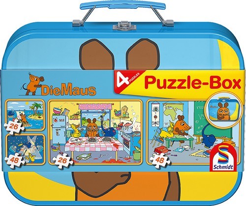 Schmidt Spiele Schmidt Spiele Die Maus, Puzzle-Box, 2x26, 2x48 Teile im Metallkoffer