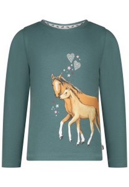 SALT AND PEPPER Girls Longsleeve 2Horses Print jade green, Größe 104-110