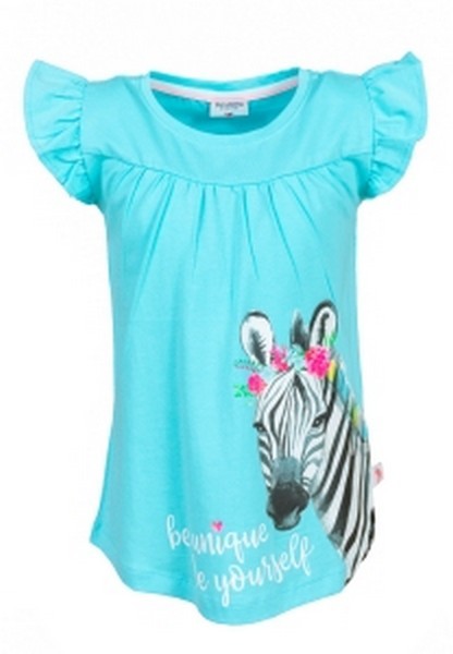 SALT AND PEPPER Girls S/S Print Glitter Zebra cyan, Größe 104-110