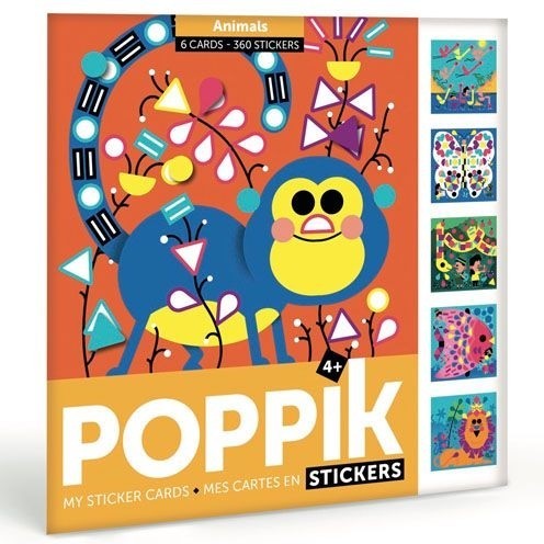 Poppik - Meine Stickerkarten (6 Karten + 360 Sticker) / Tiere (4-7 J.)