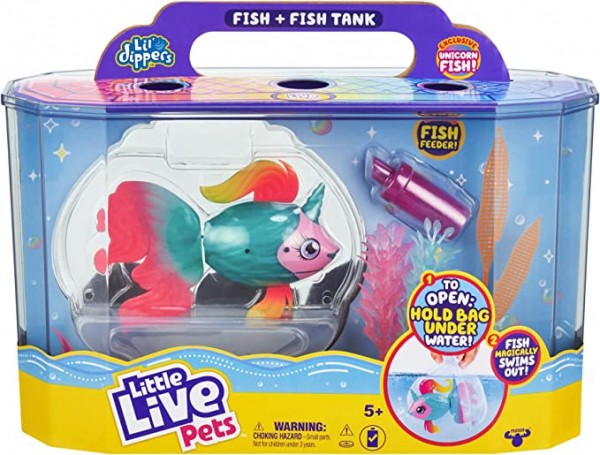 Little Live Pets Dippers Spielset mit Aquarium und exklusivem, interaktivem Lil' Dipper Fisch