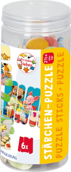 Die Spiegelburg Stäbchen-Puzzle Die Lieben Sieben (3x6 Teile)