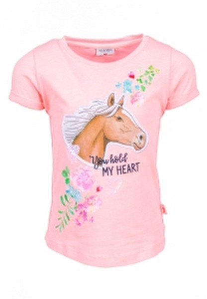 SALT AND PEPPER Girls S/S Print EMB Seq. Horse neon melon, Größe 104-110