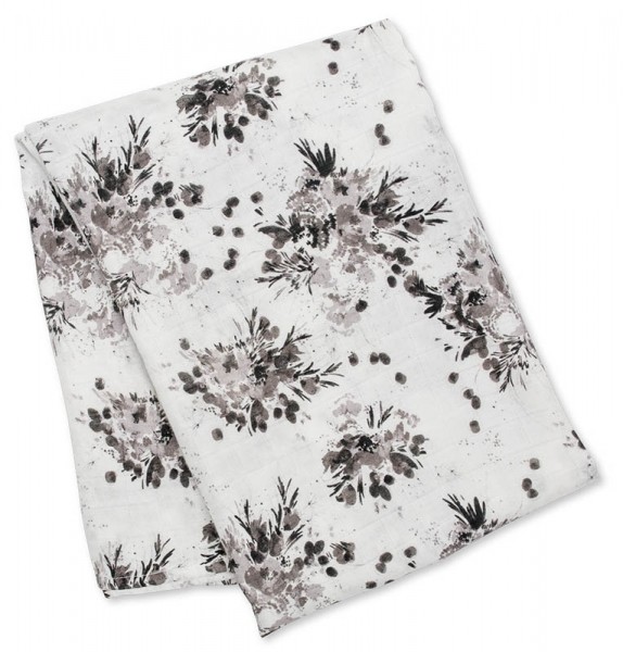 Bamboo Swaddle Mulltuch (modern collection) - Black Floral