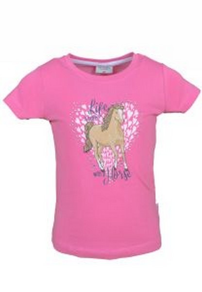 SALT AND PEPPER T-Shirt Girls NOS  EMB Horses bubble gum, Größe 104-110