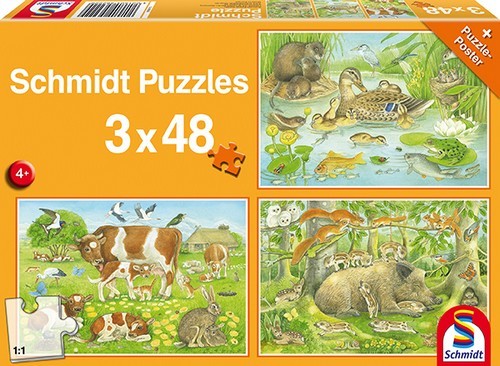 Schmidt Spiele Schmidt Spiele Tierfamilien, 3x48 Teile