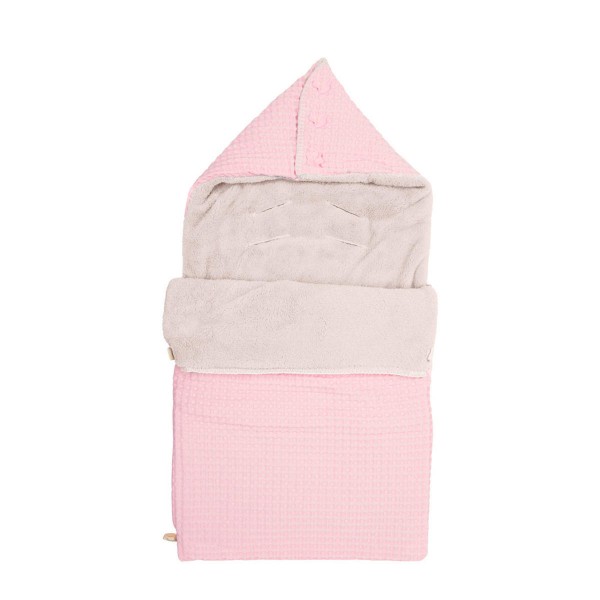 Koeka Fußsack Waffel Plüsch Oslo (3-Punktgurt) old baby pink/pebble girls