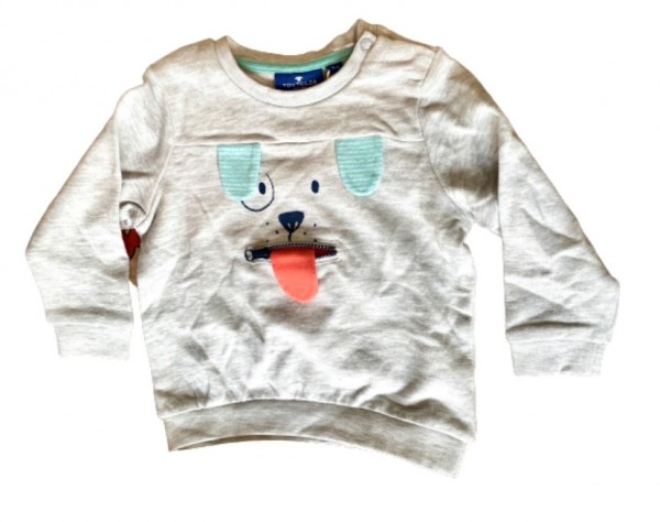 TOM TAILOR Baby Sweatshirt mit Artwork, beige/grau, unifarben mit Print, Gr.92