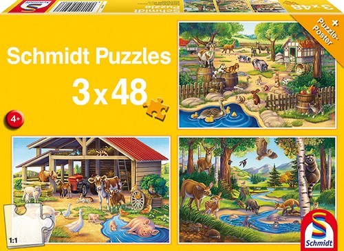 Schmidt Spiele Schmidt Spiele Alle meine Lieblingstiere, 3x48 Teile