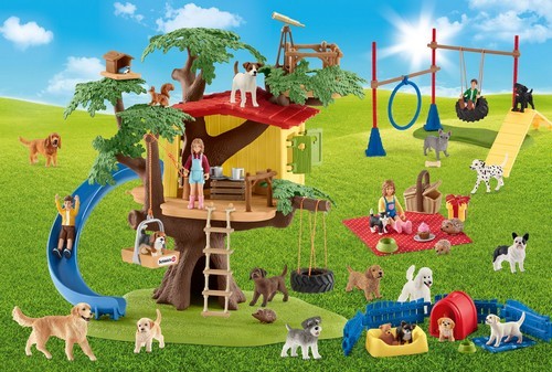 Schmidt Spiele Farm World, Fröhliche Hunde, 40 Teile, mit Add-on (eine Original Figur)