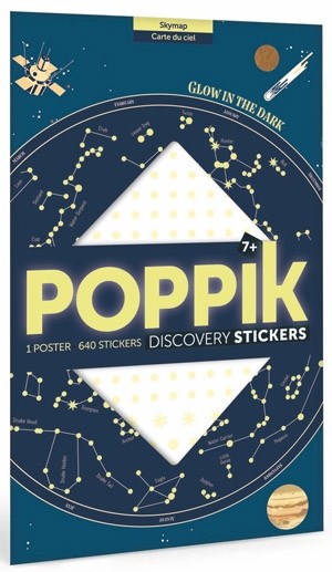 Poppik Stickerposter - Discovery (1 Poster + 640 Sticker) / Sternenhimmel / im Dunkeln leuchtend