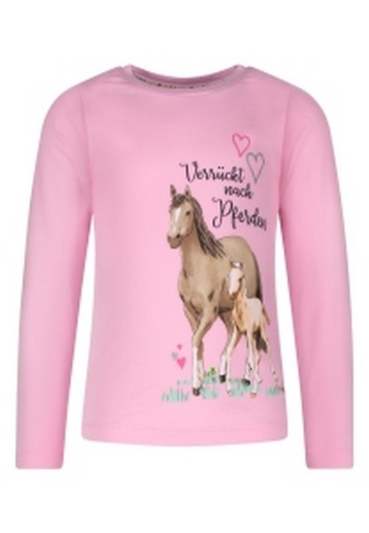 SALT AND PEPPER Girls L/S Print Glitter Horses soft rose, Größe 104-110