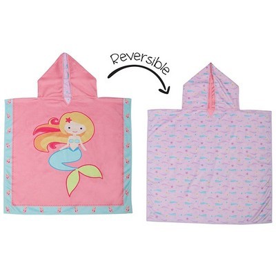 Flapjackkids - Kinder-Strand-Poncho / UPF 50+ / Microfaser / wendbar / Meerjungfrau / Narwal / Pink