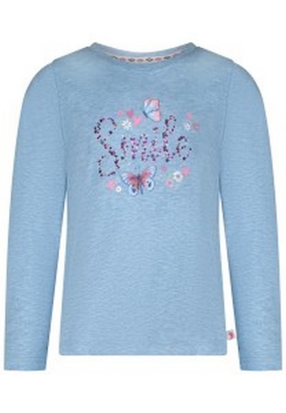 SALT AND PEPPER Girls LS Print Stones Smile blue melange, Größe 104-110