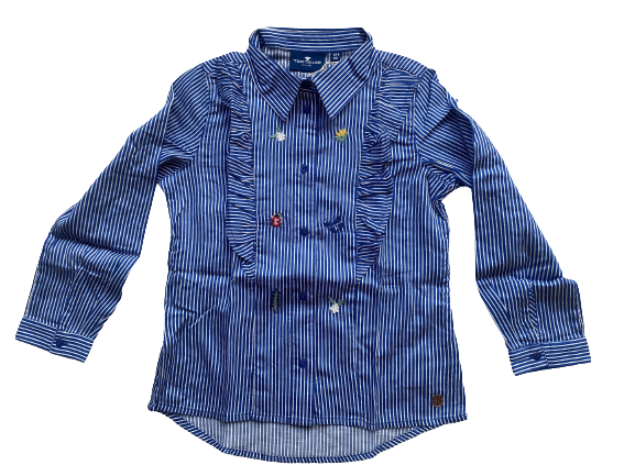 TOM TAILOR Gestreifte Bluse mit Rüsschen, early autumn blue|blue, Größe: 128/134