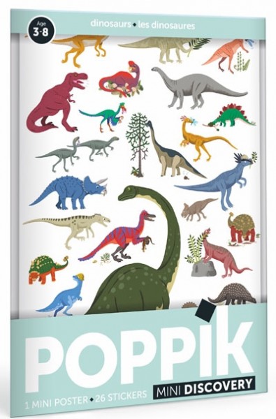 Poppik Stickerposter - Mini Discovery (1 Poster A4 + 26 Sticker) / Dinosaurier (3-8 J.)