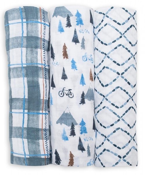 Muslin Baby Swaddle Mulltuch 3er Set - Navy Mountain