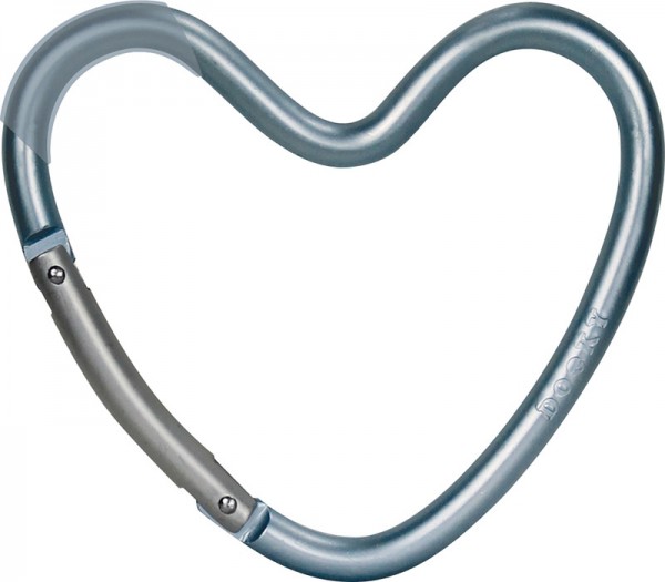 Dooky Heart Hook - Kinderwagenhaken für Taschen / herzförmig / Blau / matt