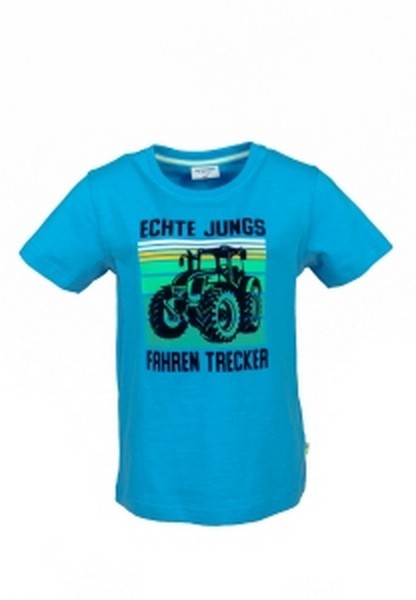 SALT AND PEPPER Boys S/ S Print Tractor Jungs pacific blue, Größe 104-110