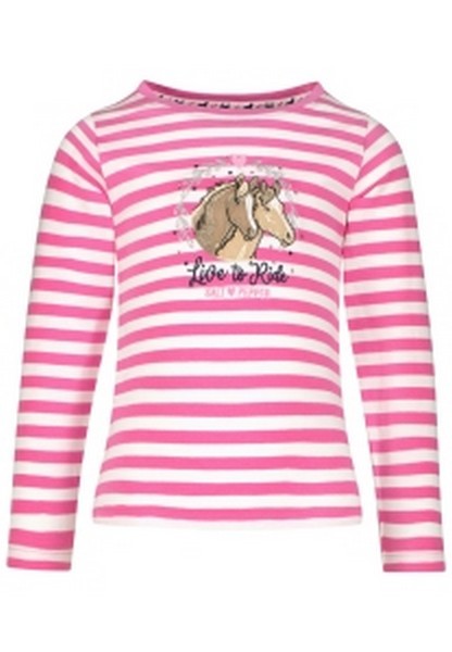 SALT AND PEPPER Girls L/S EMB Horses Live bubble gum, Größe 104-110