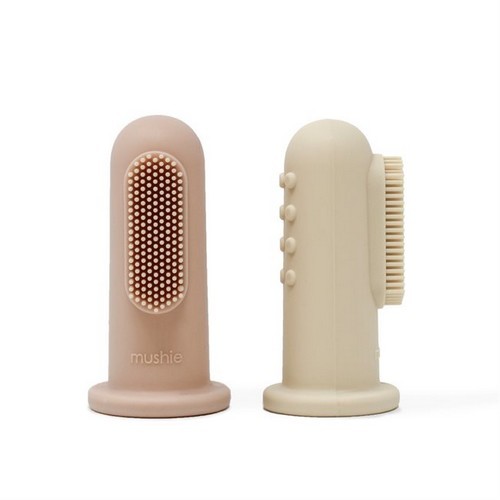 Mushie Finger Toothbrush Blush/Shifting Sand