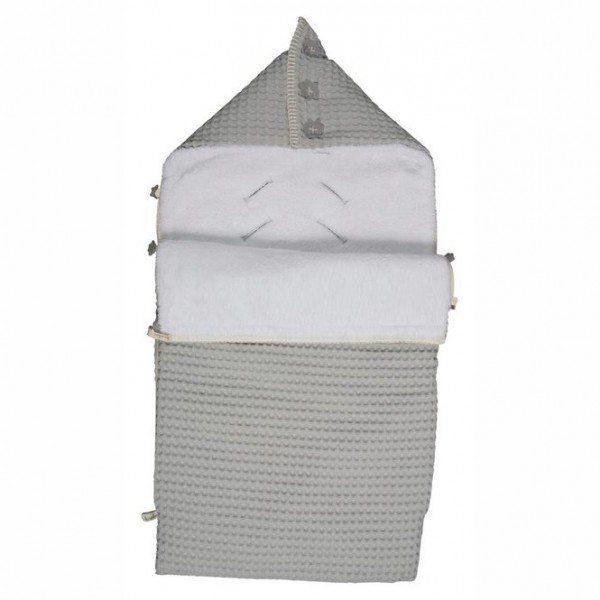 Koeka Fußsack Waffel Plüsch Oslo (3-Punktgurt) silver grey/white unisex