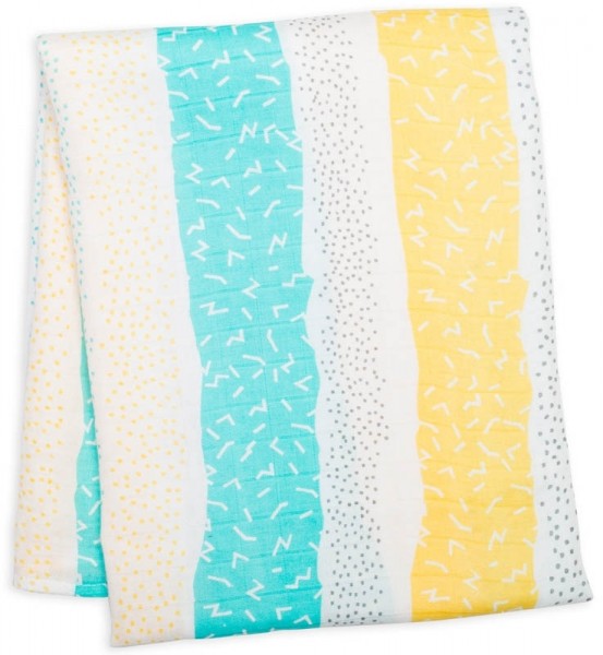 Bamboo Swaddle Mulltuch - Aqua Spotted Lines