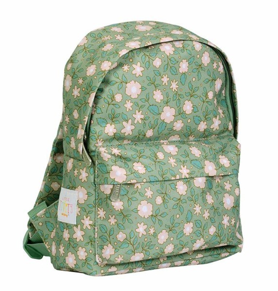 Kleiner Rucksack / Blüten / Salbeigrün