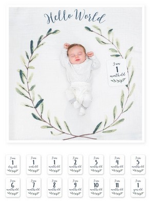 Baby's First Year™ Swaddle-Blanket & Karten Set - Hello World