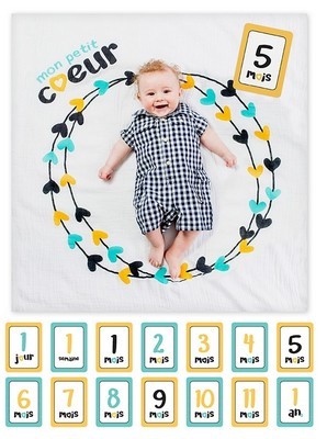 Baby's First Year™ Swaddle-Blanket & Karten Set - Mon petit coeur