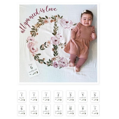 Baby's First Year™ Swaddle-Blanket & Karten Set - All You need Is Love