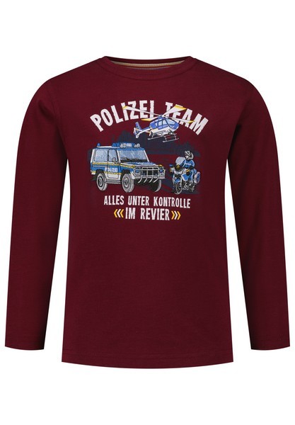 SALT AND PEPPER Boys L/S PolizeiTeam Print EMB deep red