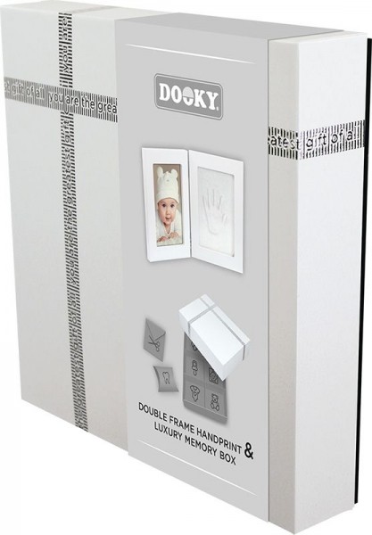 Dooky Hand & Fußabdruckset mit Memory-Geschenkbox / weißer Doppelrahmen klein