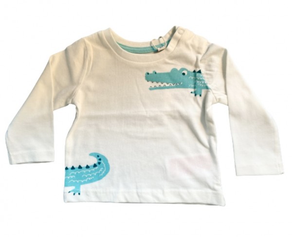 TOM TAILOR Baby Langarmshirt mit Krokodil- Print, weiß, unifarben mit Print, Gr.62