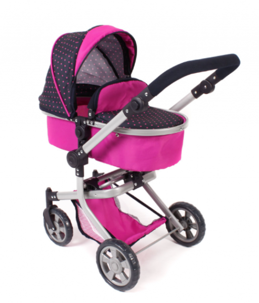 Bayer Kombi-Puppenwagen "MIKA" Dots Navy-Pink