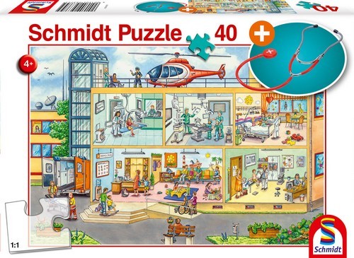Schmidt Spiele Schmidt Spiele Im Kinderkrankenhaus, 40 Teile, mit Add-on (Stethoskop)