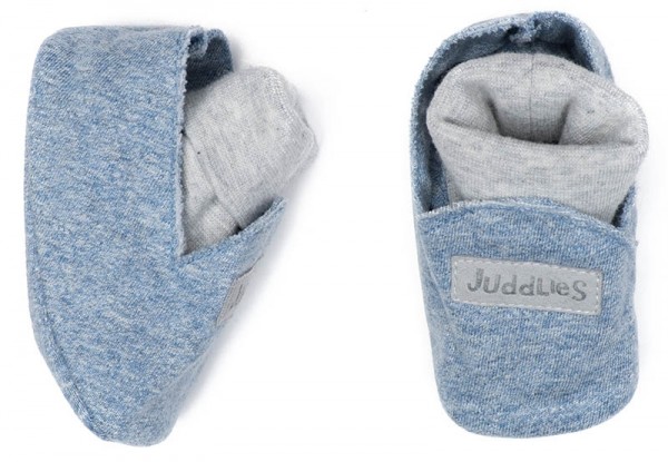 Juddlies Raglan Collection - Babyschuhe Baumwolle (Bio) / Denim Blue (0-4 M)