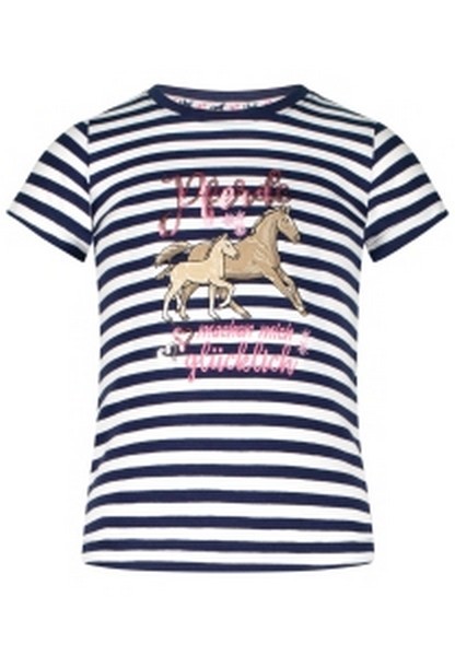 SALT AND PEPPER Girls S/S EMB Sequins Pferde navy, Größe 104-110