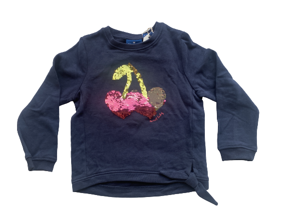 TOM TAILOR Mädchen Sweatshirt mit Artwork, blau, unifarben mit Print, Gr.116/122