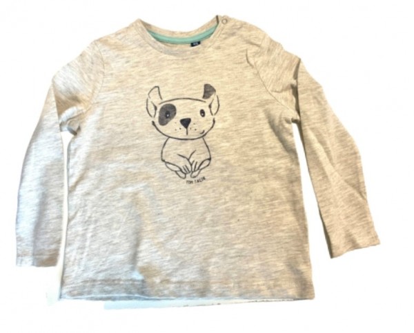 TOM TAILOR Baby Langarmshirt mit Hunde- Print, beige/grau, unifarben mit Print, Gr86