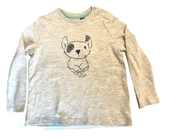 TOM TAILOR Baby Langarmshirt mit Hunde- Print, beige/grau, unifarben mit Print, Gr.92