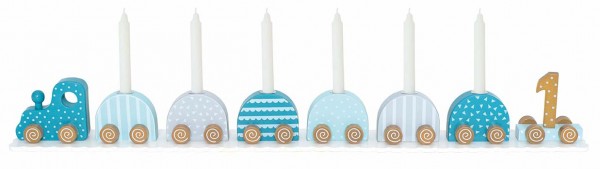 Jabadabadoo Geburtstagszug mit Kerzenhaltern / Blau
