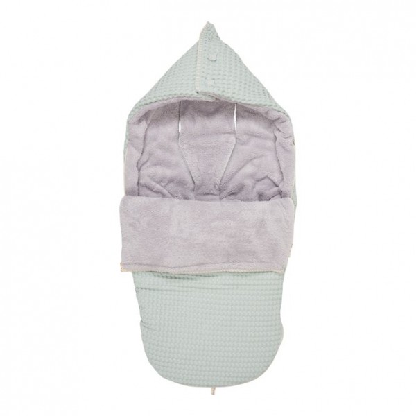 Koeka Buggy Fußsack Waffel Plüsch Oslo Misty mint/silver grey ONE