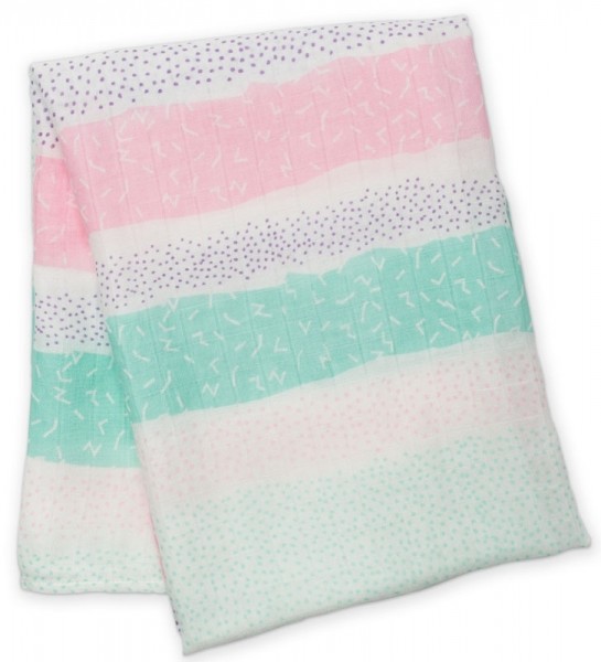 Bamboo Swaddle Mulltuch - Pink Spotted Stripe